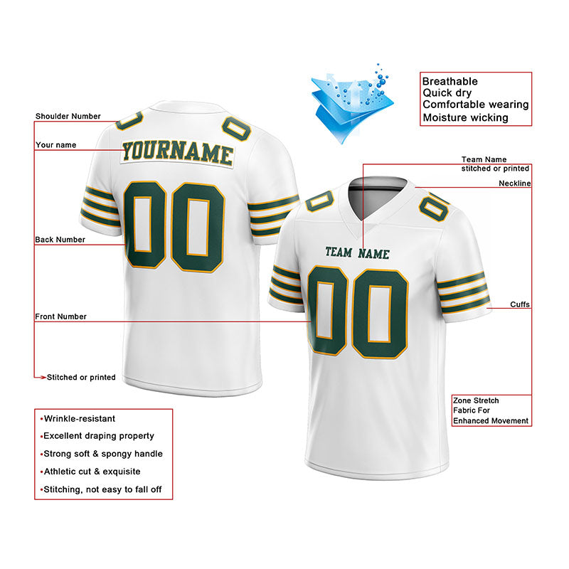 customized  authentic football jersey white green-yellow mesh