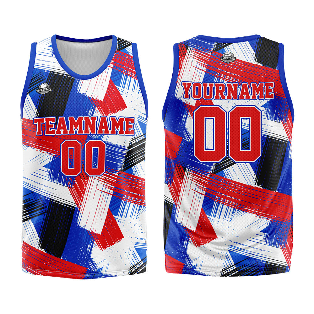 Uniforme de baloncesto personalizado en rojo real con su logotipo-nombre y número impresos
