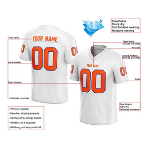 customized  authentic football jersey white-orange mesh