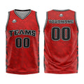 Uniforme de baloncesto personalizado de color rojo roto con tu logotipo-nombre y número impresos