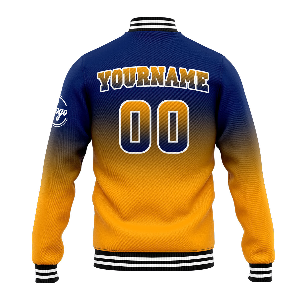 Chaqueta universitaria personalizada estilo Letterman para hombres-mujeres y jóvenes-color azul marino y naranja