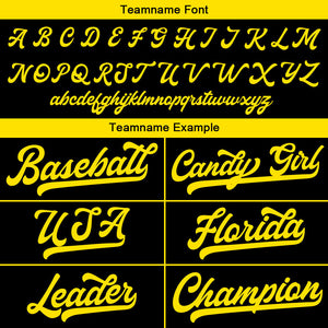 Camiseta de béisbol personalizada con diseño bordado & estilo hip hop & color negro y amarillo