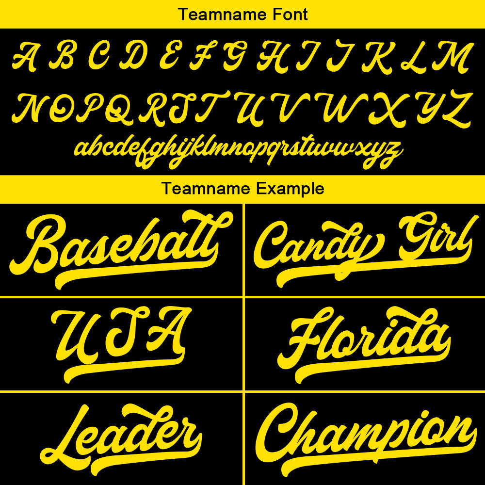 Camiseta de béisbol personalizada con diseño bordado & estilo hip hop & color negro y amarillo