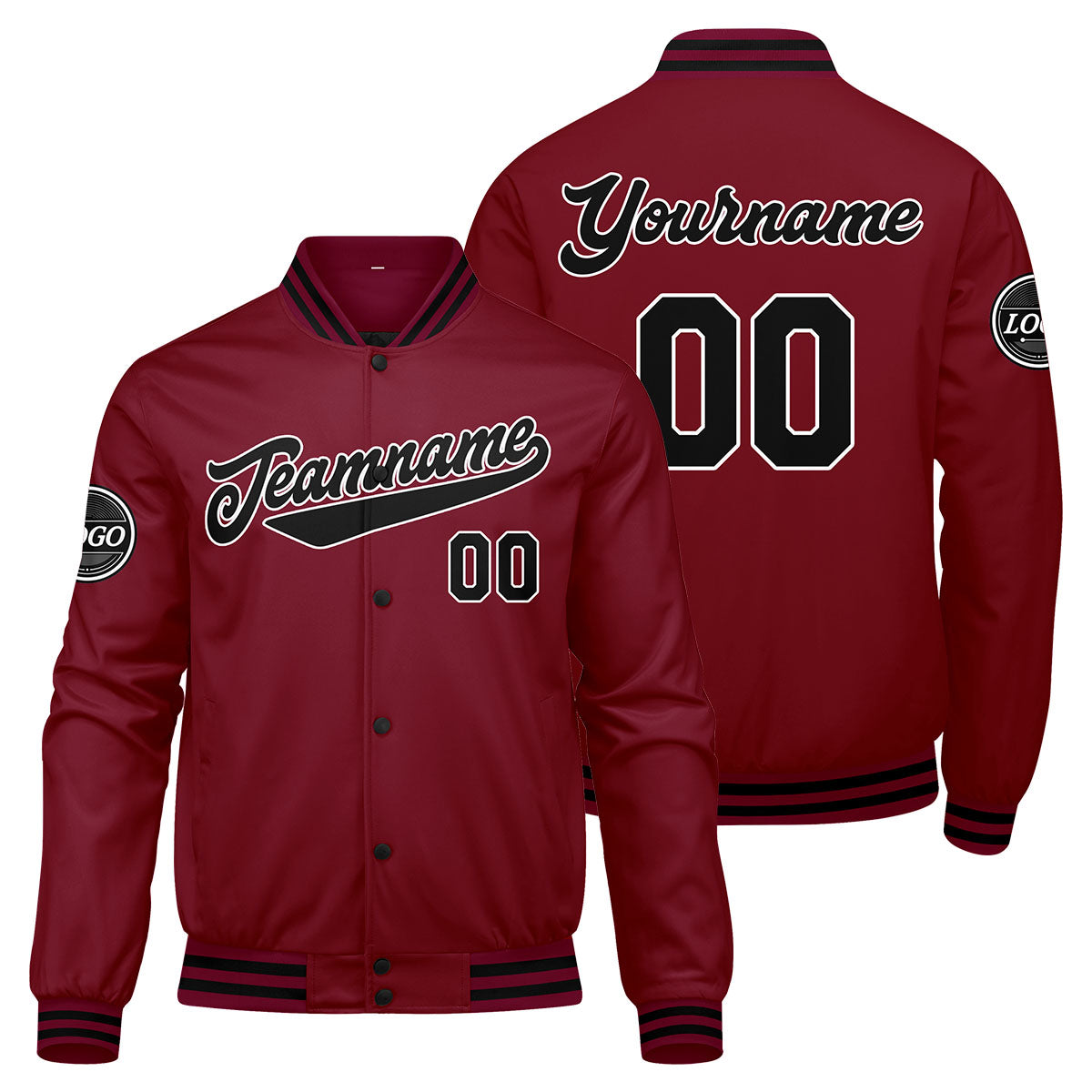 Chaqueta universitaria personalizada estilo Letterman para hombres-mujeres y jóvenes-color carmesí y negro