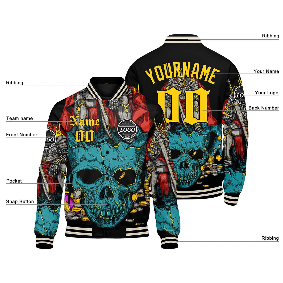 Chaqueta universitaria personalizada estilo Letterman para hombres & mujeres y jóvenes & color amarillo real