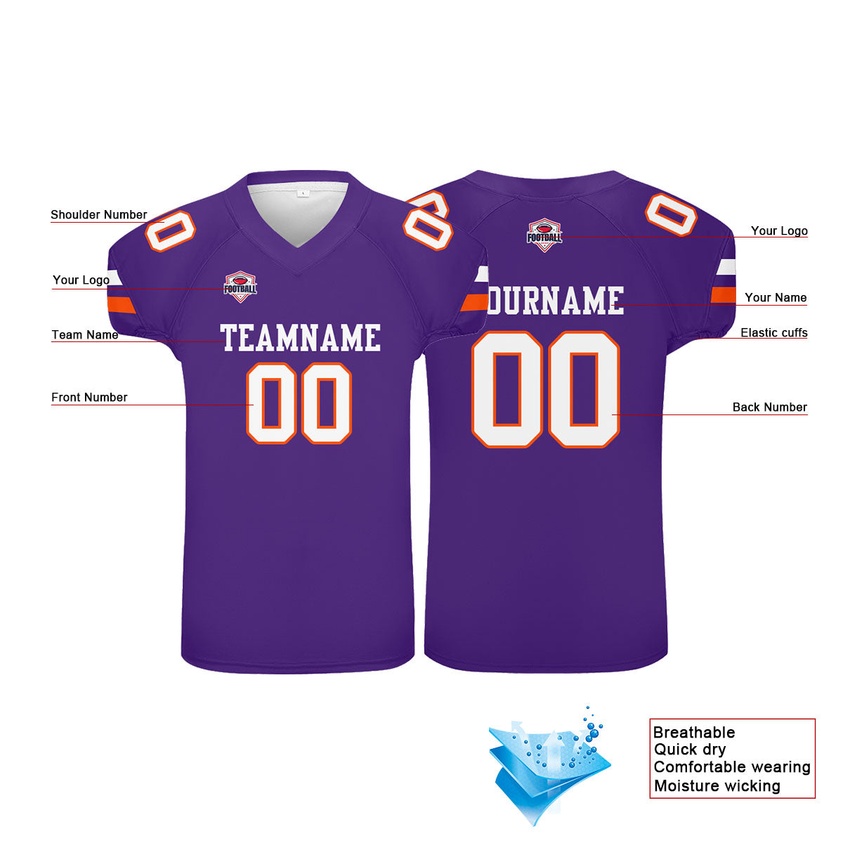 Camiseta de fútbol personalizada con nombre y número del equipo impresos