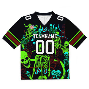 Camiseta de fútbol personalizada con nombre y número del equipo bordados y estampados en verde neón