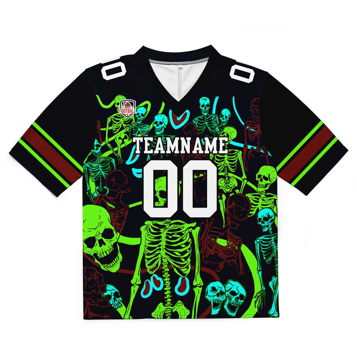 Camiseta de fútbol personalizada con nombre y número del equipo bordados y estampados en verde neón