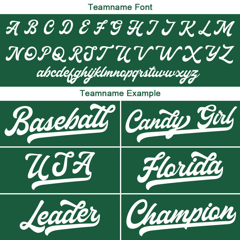 Camiseta de béisbol personalizada con diseño bordado & estilo hip hop & color verde oscuro y blanco