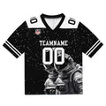 Camiseta de fútbol personalizada con nombre y número del equipo impresos y bordados-en blanco y negro