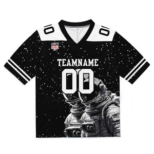 Camiseta de fútbol personalizada con nombre y número del equipo impresos y bordados-en blanco y negro