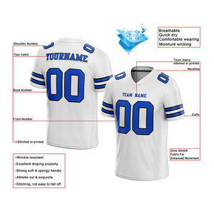 customized authentic football jersey white blue-black mesh