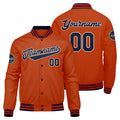Chaqueta universitaria personalizada estilo Letterman para hombres-mujeres y jóvenes-color azul marino y naranja