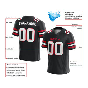 customized authentic football jersey black white-red mesh