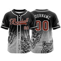 Camiseta de béisbol personalizada negra y gris con botones para hombre mujer adulto y joven Estampado de nombre número y logotipo