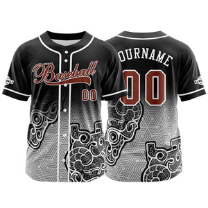 Camiseta de béisbol personalizada negra y gris con botones para hombre mujer adulto y joven Estampado de nombre número y logotipo
