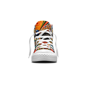 Vuelo artístico: Zapatillas de lona de caña alta con ilustraciones de libélulas estilo Op Art: eleva tu estilo tanto para hombres como para mujeres