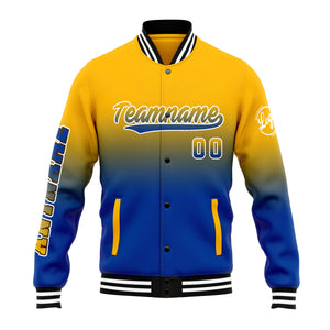 Chaqueta universitaria personalizada estilo Letterman para hombres-mujeres y jóvenes-color amarillo y azul