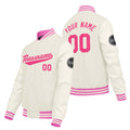 Chaquetas universitarias personalizadas color crema y blanco para hombres & mujeres y jóvenes & Chaquetas Letterman personalizadas
