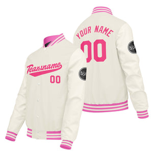 Chaquetas universitarias personalizadas color crema y blanco para hombres & mujeres y jóvenes & Chaquetas Letterman personalizadas