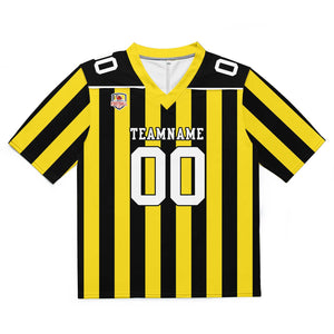 Camiseta de fútbol personalizada con nombre y número del equipo impresos y bordados-color amarillo y negro