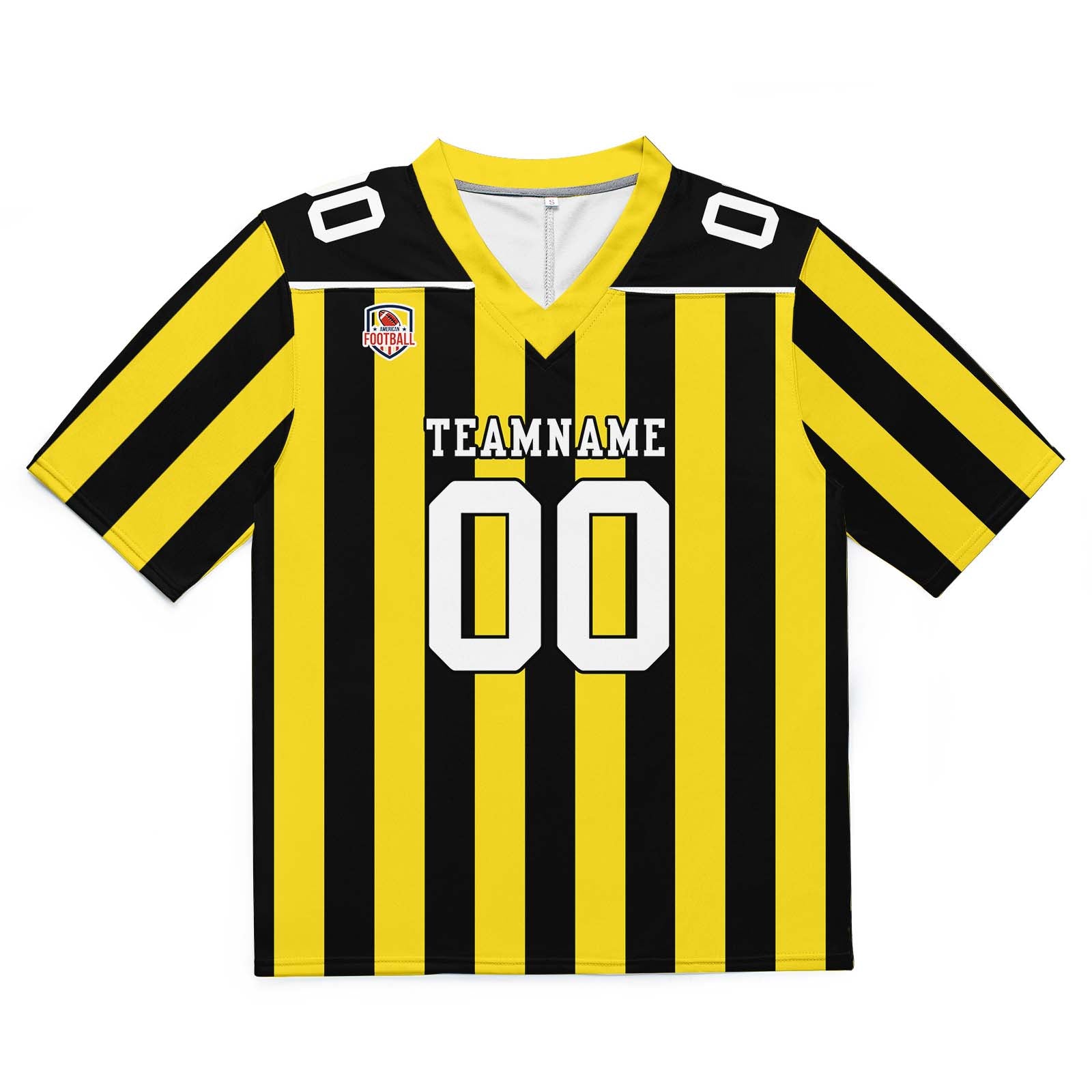 Camiseta de fútbol personalizada con nombre y número del equipo impresos y bordados-color amarillo y negro