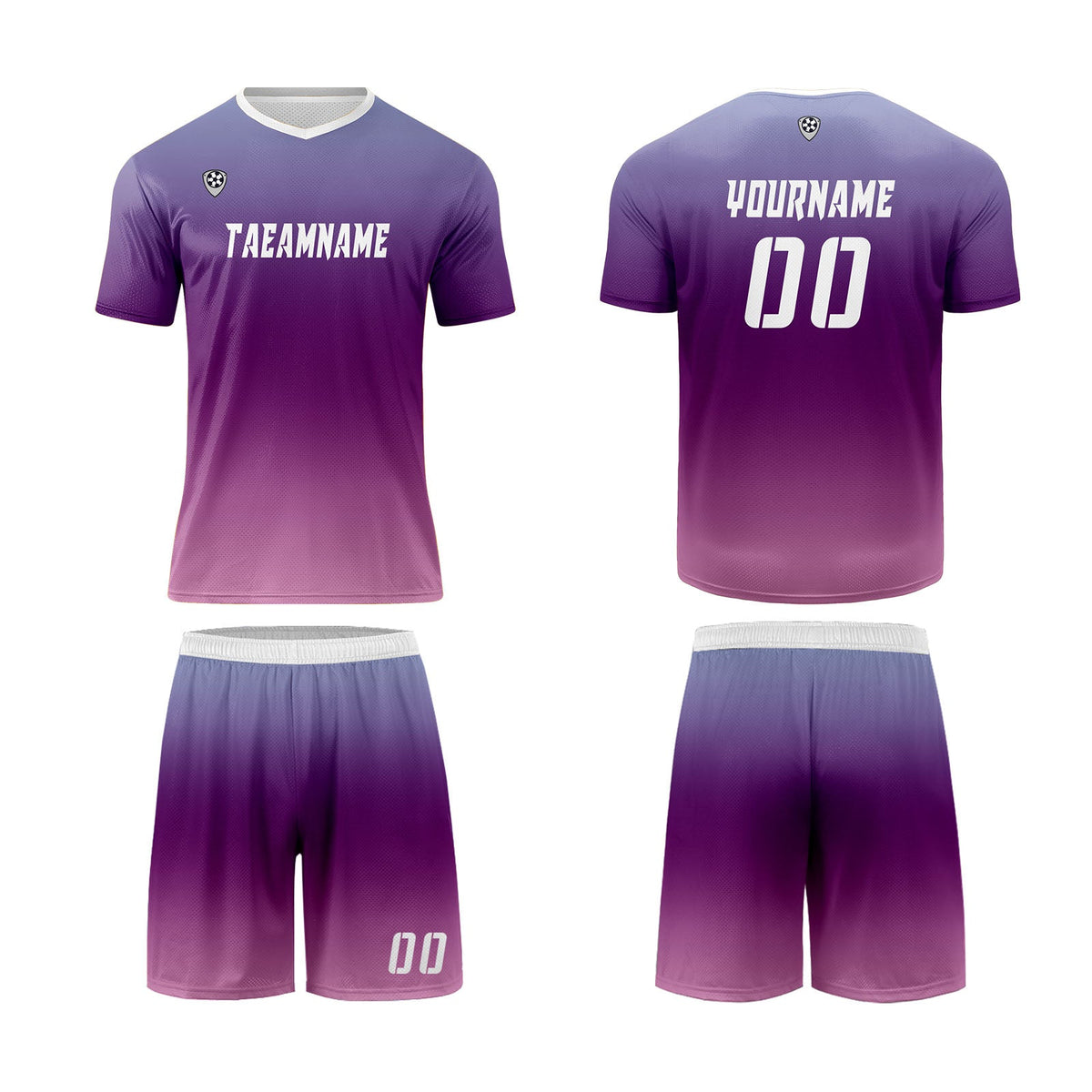 Conjunto personalizado de camiseta de uniforme azul & morado y rosa para niños y adultos