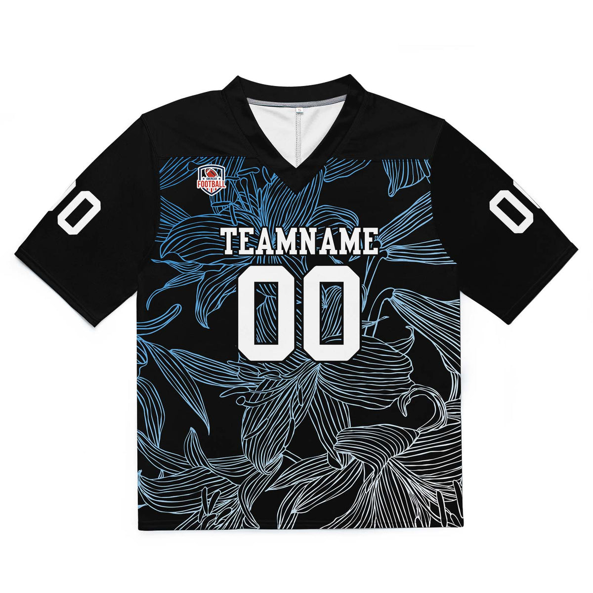 Camiseta de fútbol personalizada con nombre y número del equipo impresos y bordados-color azul degradado blanco