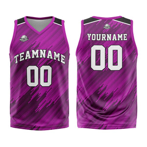 Uniforme de baloncesto personalizado tipo rayas rosas con tu logotipo-nombre y número impresos