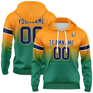 Sudadera con capucha personalizada con degradado para hombre-mujer-niña o niño Estampa tu logotipo-nombre y número Naranja y verde