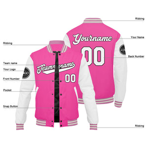 Chaqueta universitaria personalizada estilo Letterman para hombres-mujeres y jóvenes-color rosa