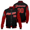 Chaqueta universitaria personalizada estilo Letterman para hombres-mujeres y jóvenes-color rojo y negro