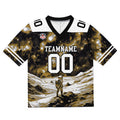 Camiseta de fútbol personalizada con nombre y número del equipo bordados-color negro y amarillo