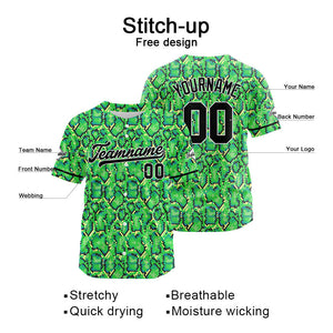 Camiseta de béisbol verde con dise?o personalizado estampado a todo color