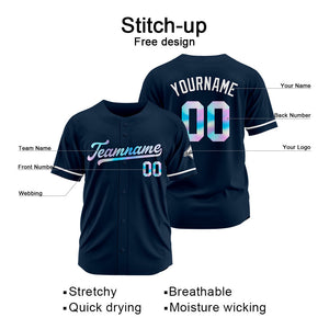 Camiseta de béisbol azul marino personalizada con diseño bordado Camisetas de béisbol de hip hop personalizadas