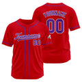 Camiseta de béisbol personalizada con diseño bordado & estilo hip hop & color rojo y morado