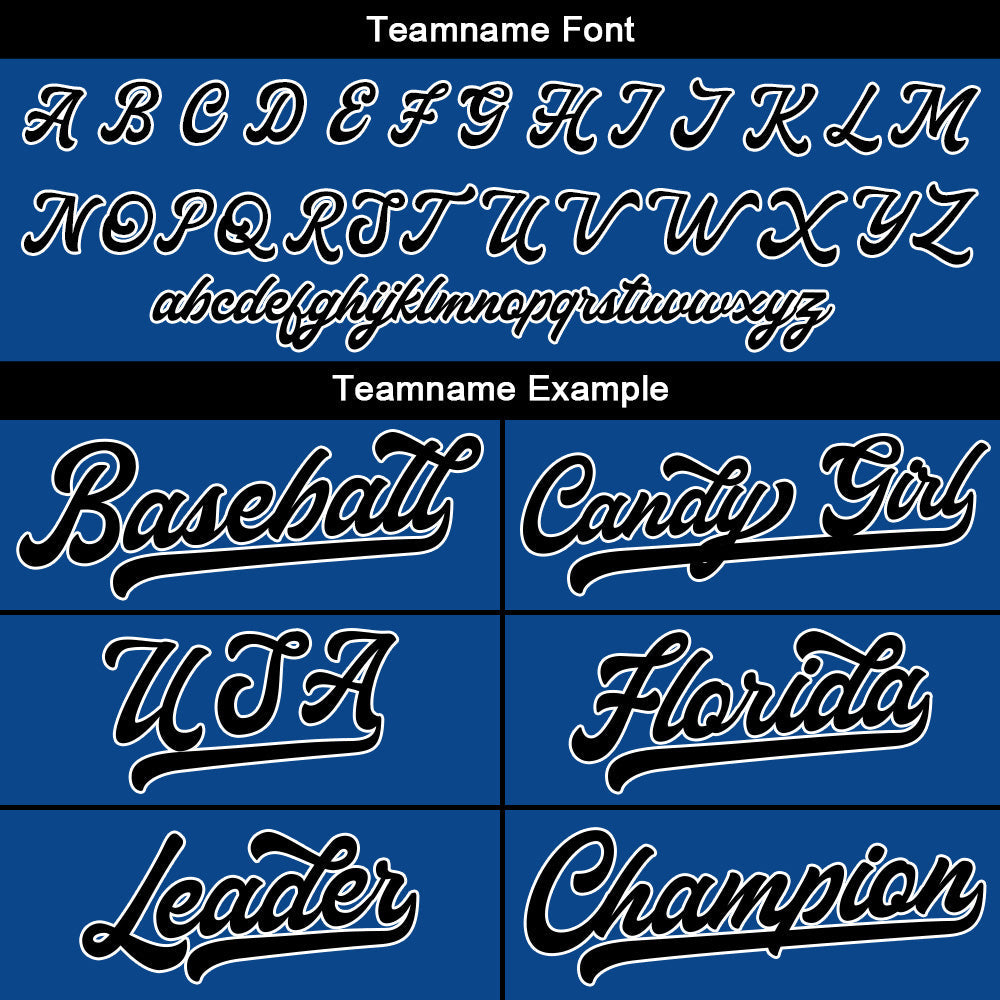 Camiseta de béisbol personalizada con diseño bordado & estilo hip hop & color azul rey y negro