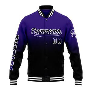 Chaqueta universitaria personalizada estilo Letterman para hombres-mujeres y jóvenes-color morado y negro