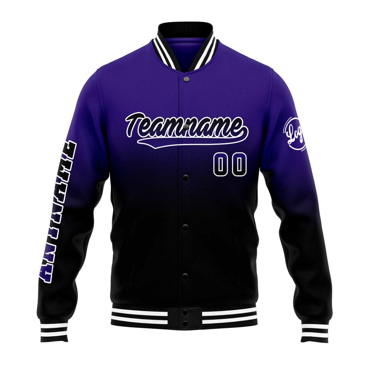Chaqueta universitaria personalizada estilo Letterman para hombres-mujeres y jóvenes-color morado y negro