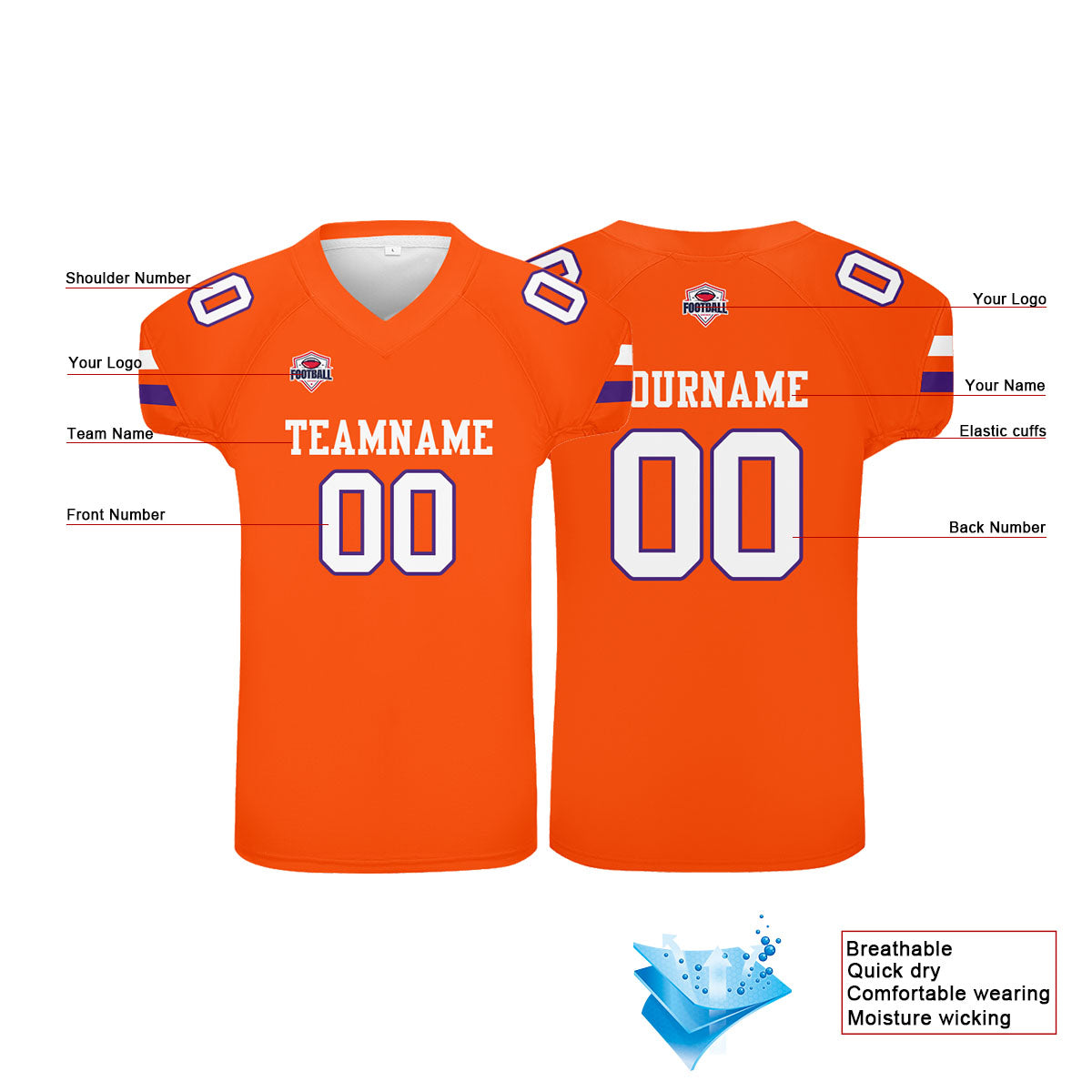 Camiseta de fútbol personalizada con nombre y número del equipo impresos