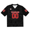 Camiseta de fútbol personalizada con nombre y número del equipo impresos y bordados-color negro y rojo