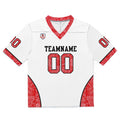 Camiseta de fútbol personalizada con nombre y número del equipo bordados-color blanco y rojo