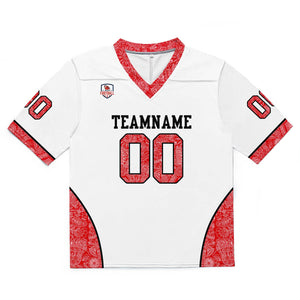 Camiseta de fútbol personalizada con nombre y número del equipo bordados-color blanco y rojo