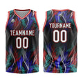 Uniforme de baloncesto personalizado negro y rojo con tu logotipo-nombre y número impresos