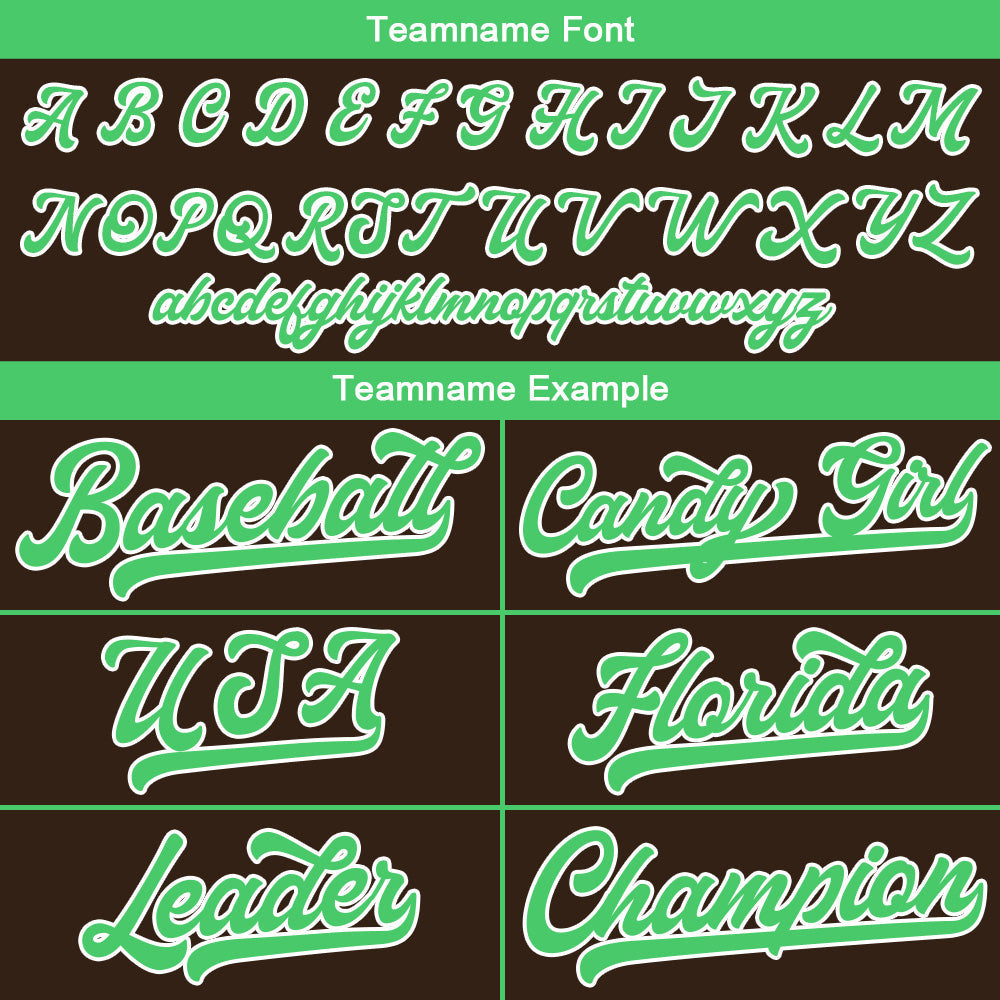 Camiseta de béisbol personalizada con diseño bordado & estilo hip hop & color marrón y verde