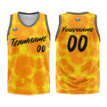 Uniforme de baloncesto personalizado con estampado de leopardo amarillo y tu logotipo-nombre y número impresos