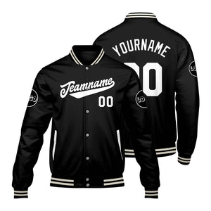 Chaquetas universitarias negras personalizadas para hombres & mujeres y jóvenes & Chaquetas Letterman personalizadas