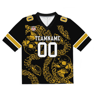 Camiseta de fútbol personalizada con nombre y número del equipo bordados y estampados-color oro hueso
