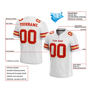 customized authentic football jersey  red white- orange mesh