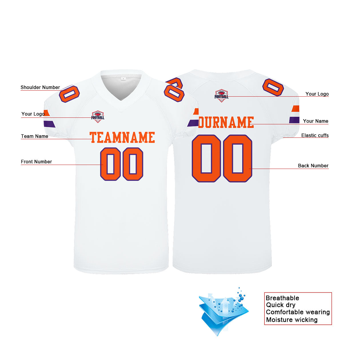 Camiseta de fútbol personalizada con nombre y número del equipo impresos